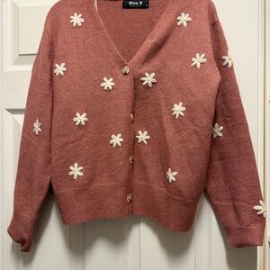 Blue B Women's Rose Cardigan with Floral Details